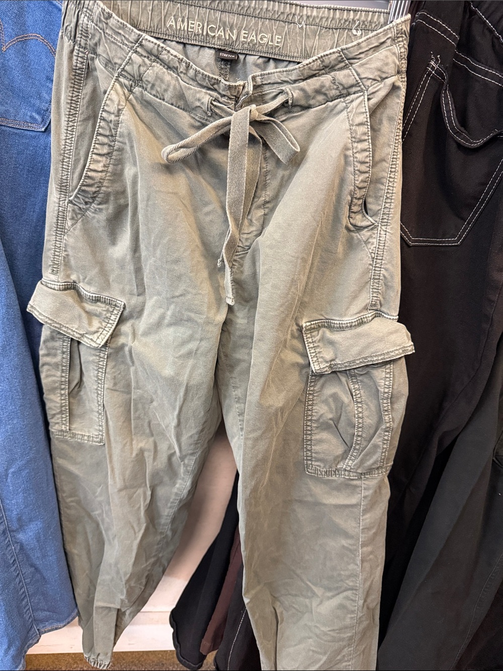 American Eagle Outfitters Olive Green Drawstring Cargo Pants